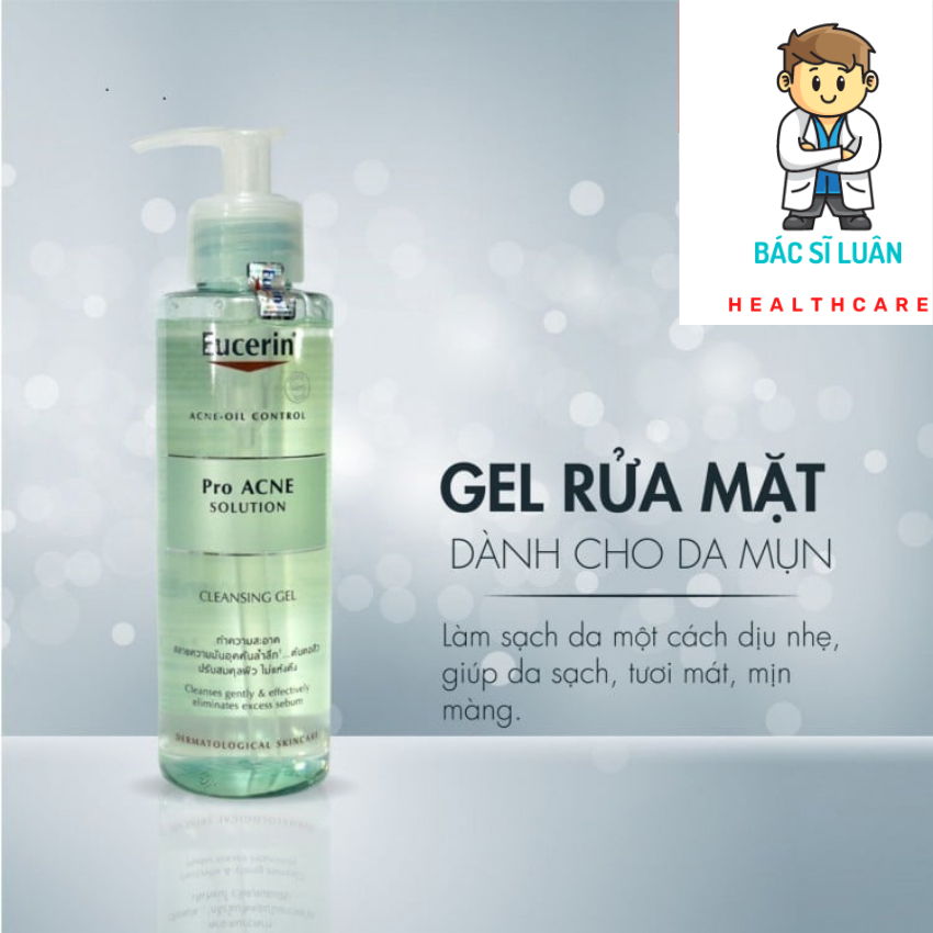 Sữa rửa mặt da dầu mụn Eucerin dạng gel 200ml, 400ml