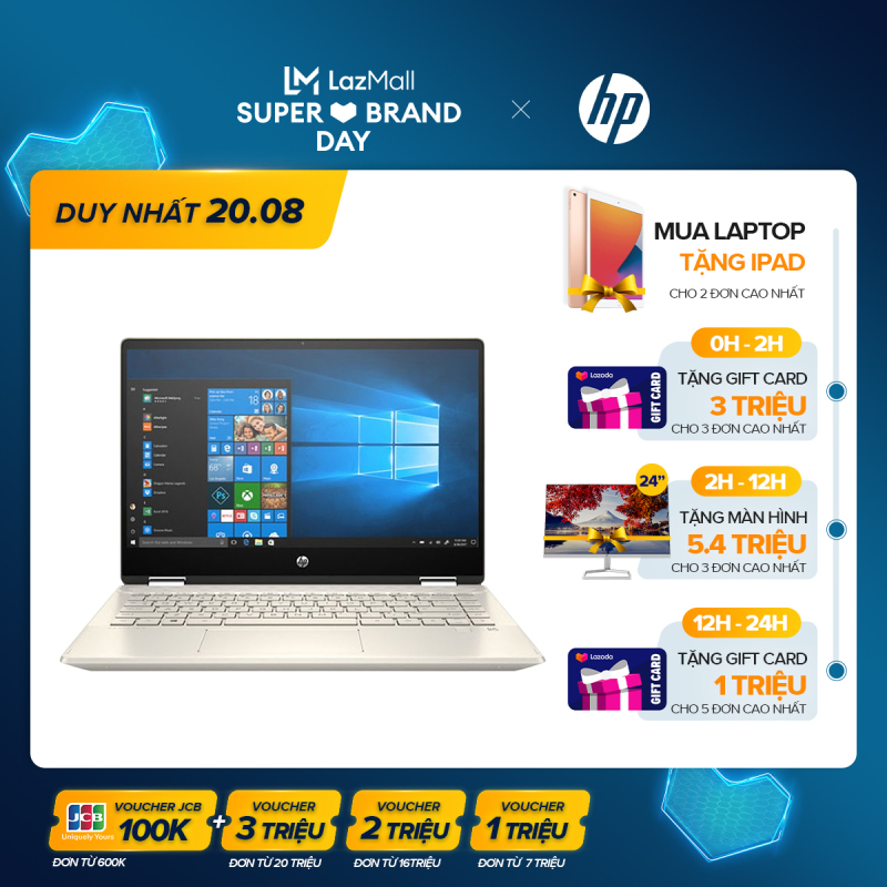 [SIÊU SALE HP 20.08] Laptop HP Pavilion x360 14-dw1016TU 2H3Q0PA i3-1115G4 | 4GD4 | 256GSSD | 14.0FHDT