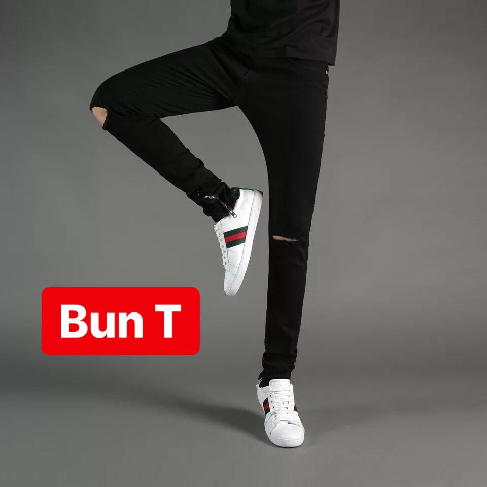 QUẦN JEAN NAM CHẤT BÒ ĐEN RÁCH GỐI HÀN QUỐC VINCOM PLAZA TT-50 TRANG BUN FASHION