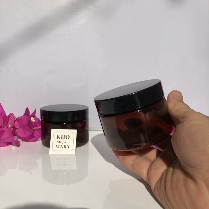 Hủ nâu nắp vàng / bạc chiết kem - lọ hủ nhựa màu nâu chiết mỹ phẩm 100g / 200g / 250g đựng thực phẩm