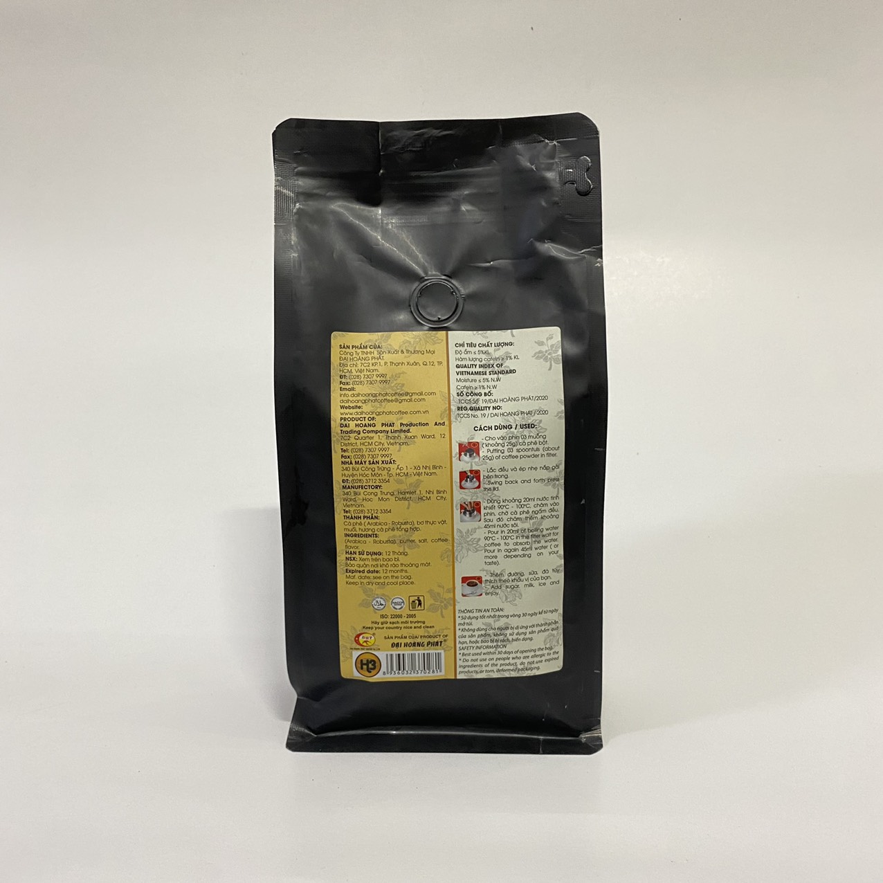 Cà phê rang xay ROMAX H3 Arabica Robusta 500gr túi đen - Romax Coffee