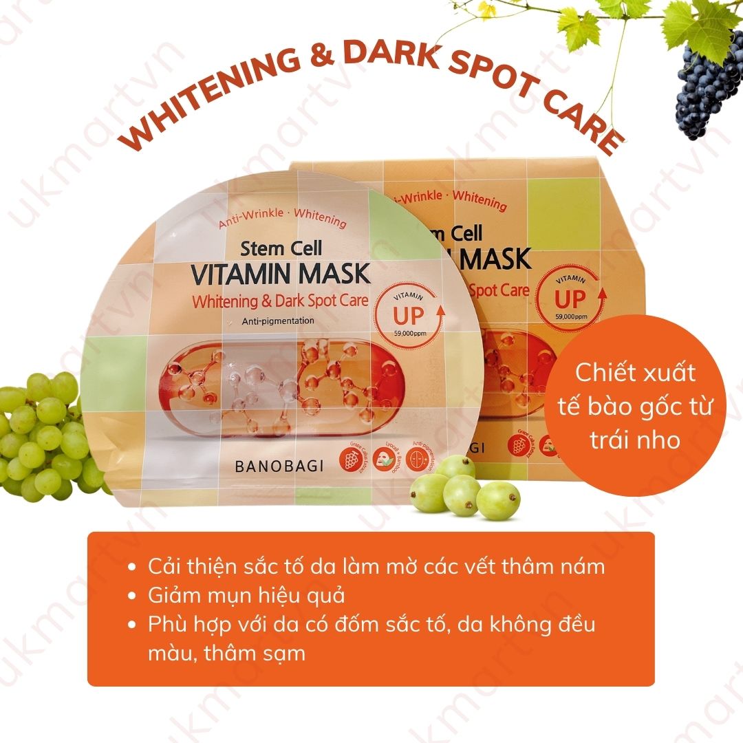 Combo 10 miếng mặt nạ giấy banobagi mask stem cell vitamin 30g