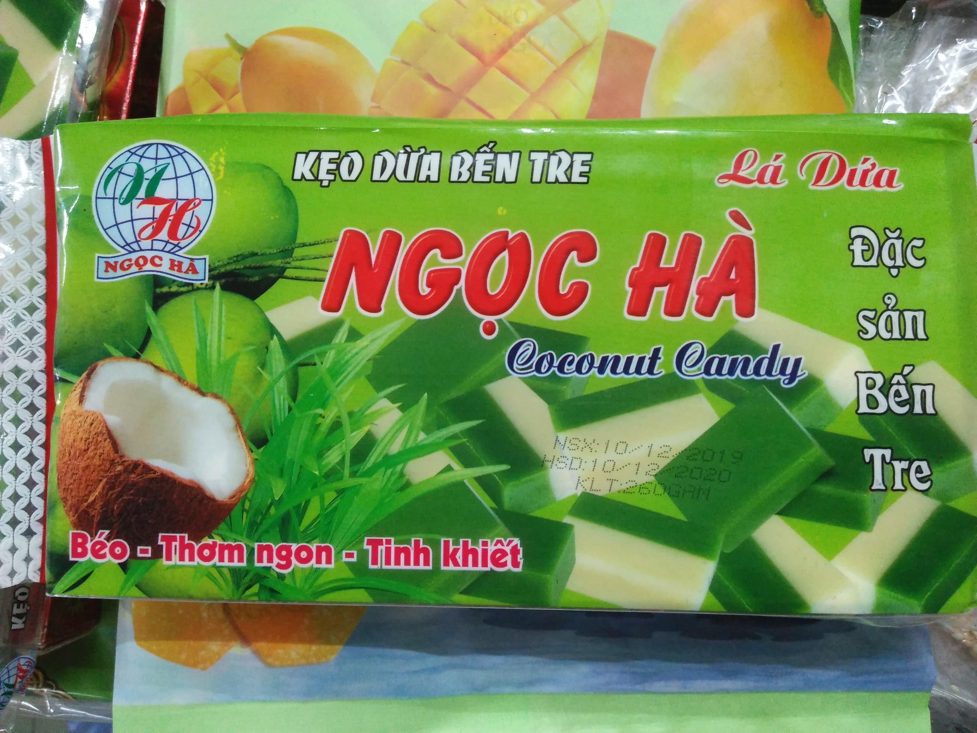 COMBO 2 GÓI KẸO DỪA LÁ DỨA BẾN TRE HIỆU NGỌC HÀ