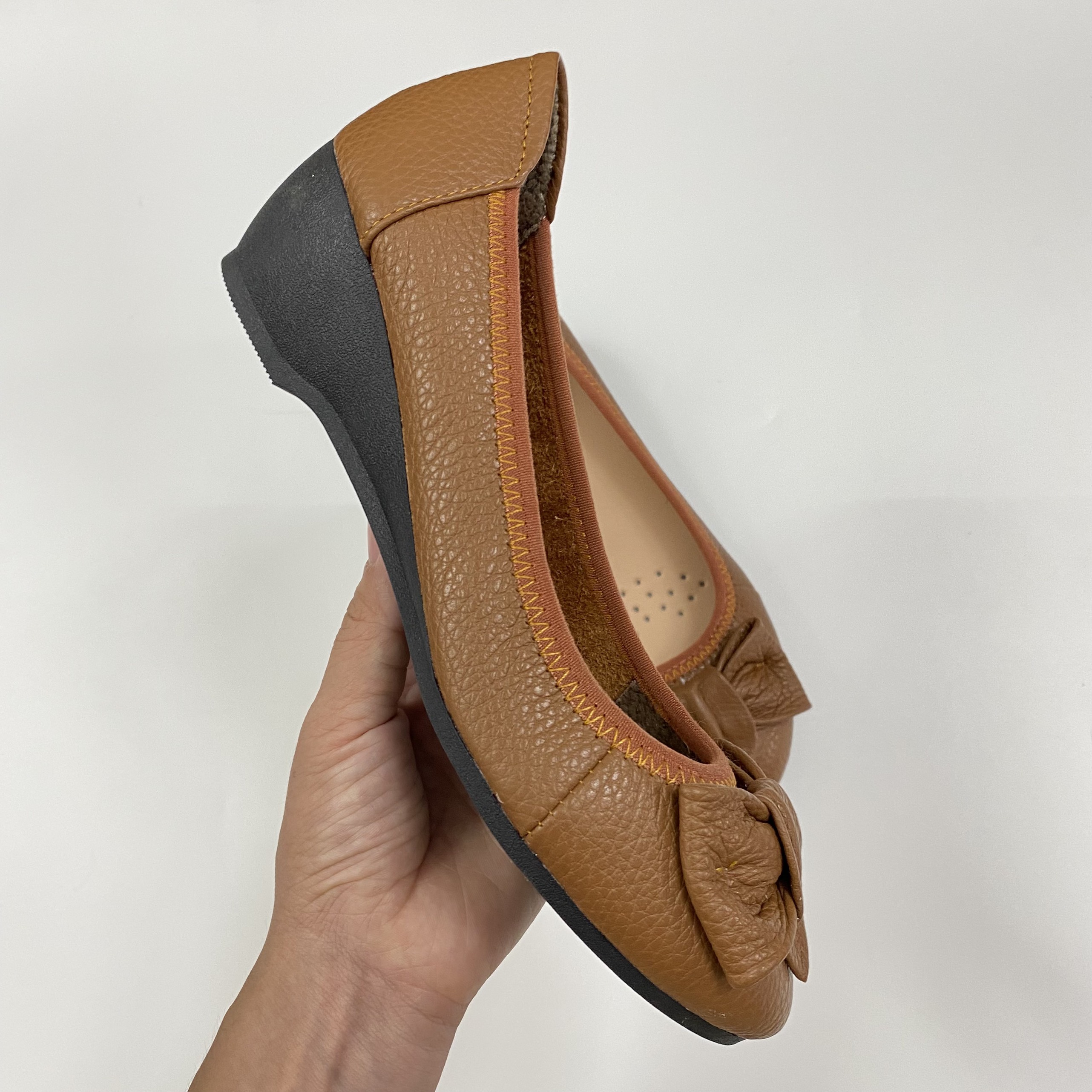 Giày Búp Bê Da Thật Đế Xuồng 5cm Mũi Tròn Doris DR507
