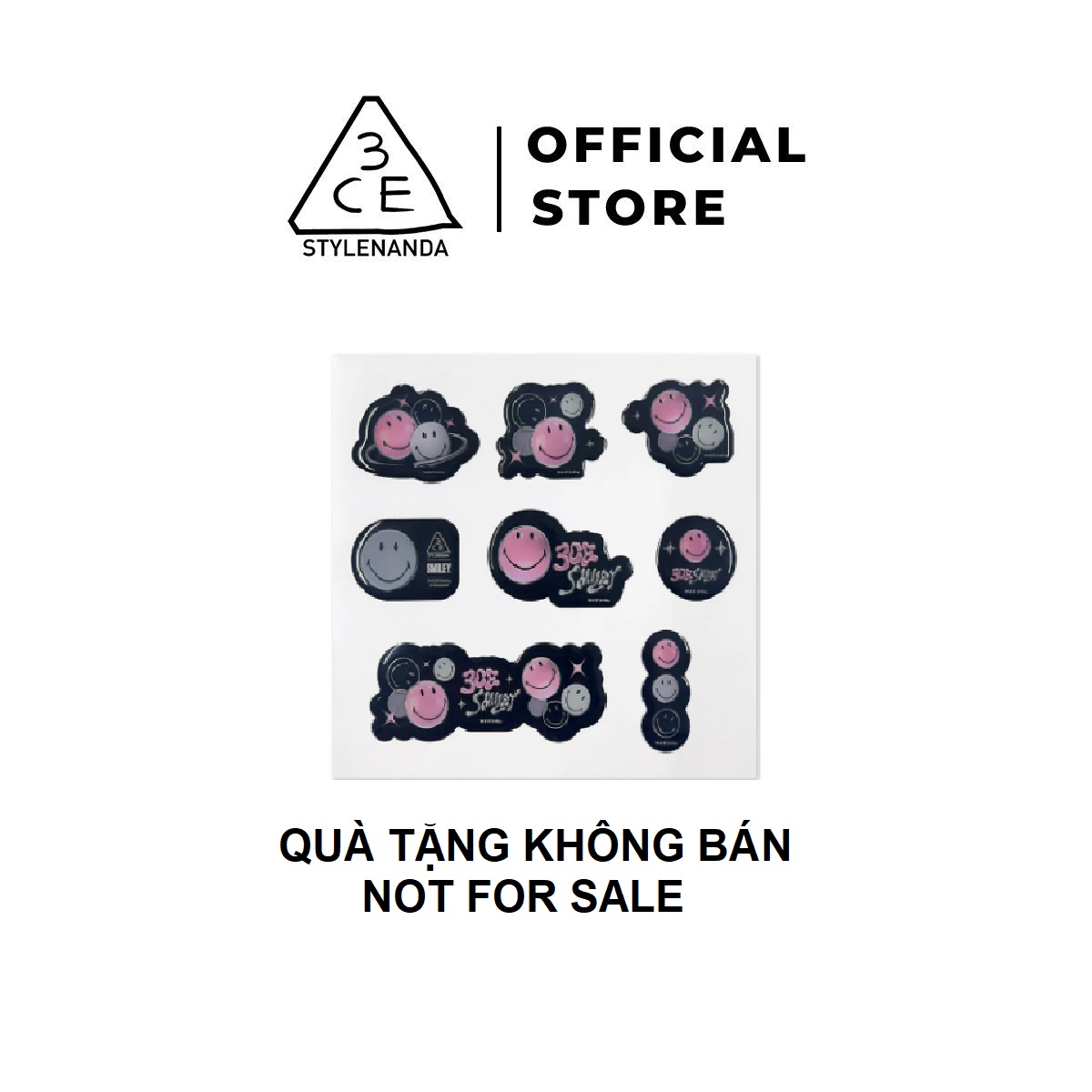 [GIFT - QUÀ TẶNG KHÔNG BÁN] Nhãn Dán 3CE X SMILEY STICKER