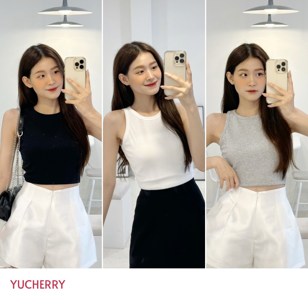 YU CHERRY | Áo ba lỗ croptop không xù lông Basic Tank Top YA441