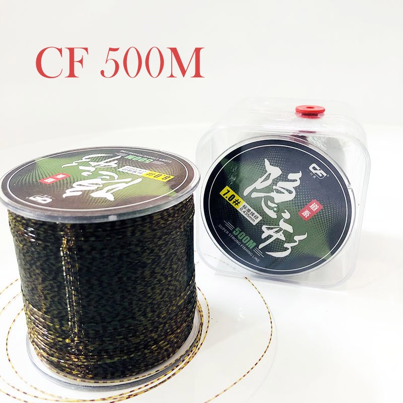 Cước câu cá tàng hình nylon cf dây câu cá 500m siêu bền, dây dù câu cá