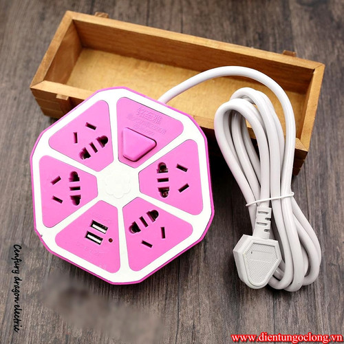Ổ Điện Trái Cam 2 cổng USB Có Công Tắc, chất liệu bền bỉ