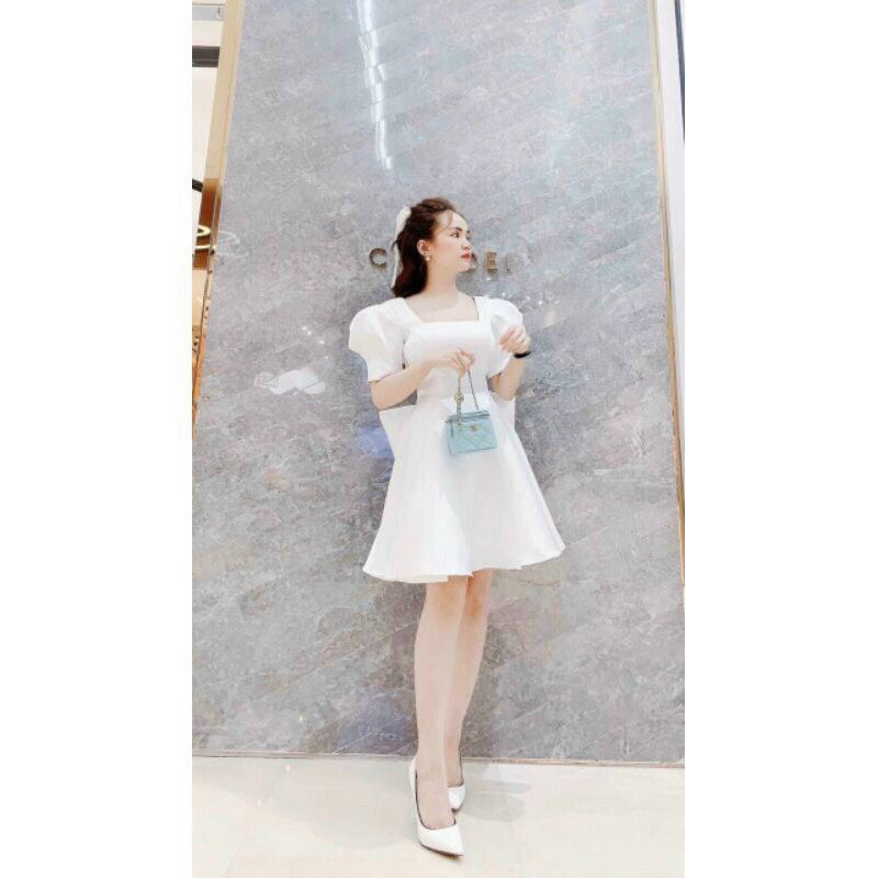 Đầm tay phồng có nơ cột sau lưng fashionzero