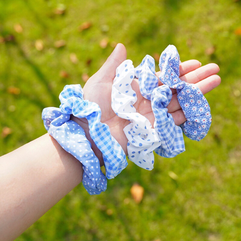 KOREMI Dây Thun Cột Tóc Scrunchies Blue Style Korea