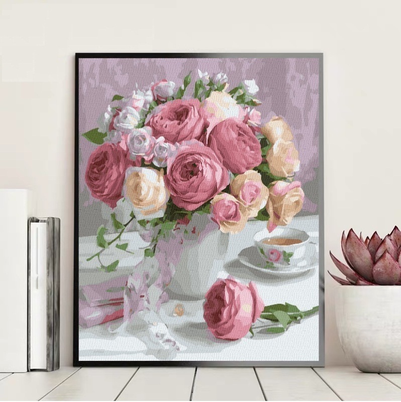 Tranh sơn dầu số hóa tự tô -Tặng khăn- Tranh tô màu theo số- giá luôn tốt - đã căng sẵn khung 40 x 50 cm