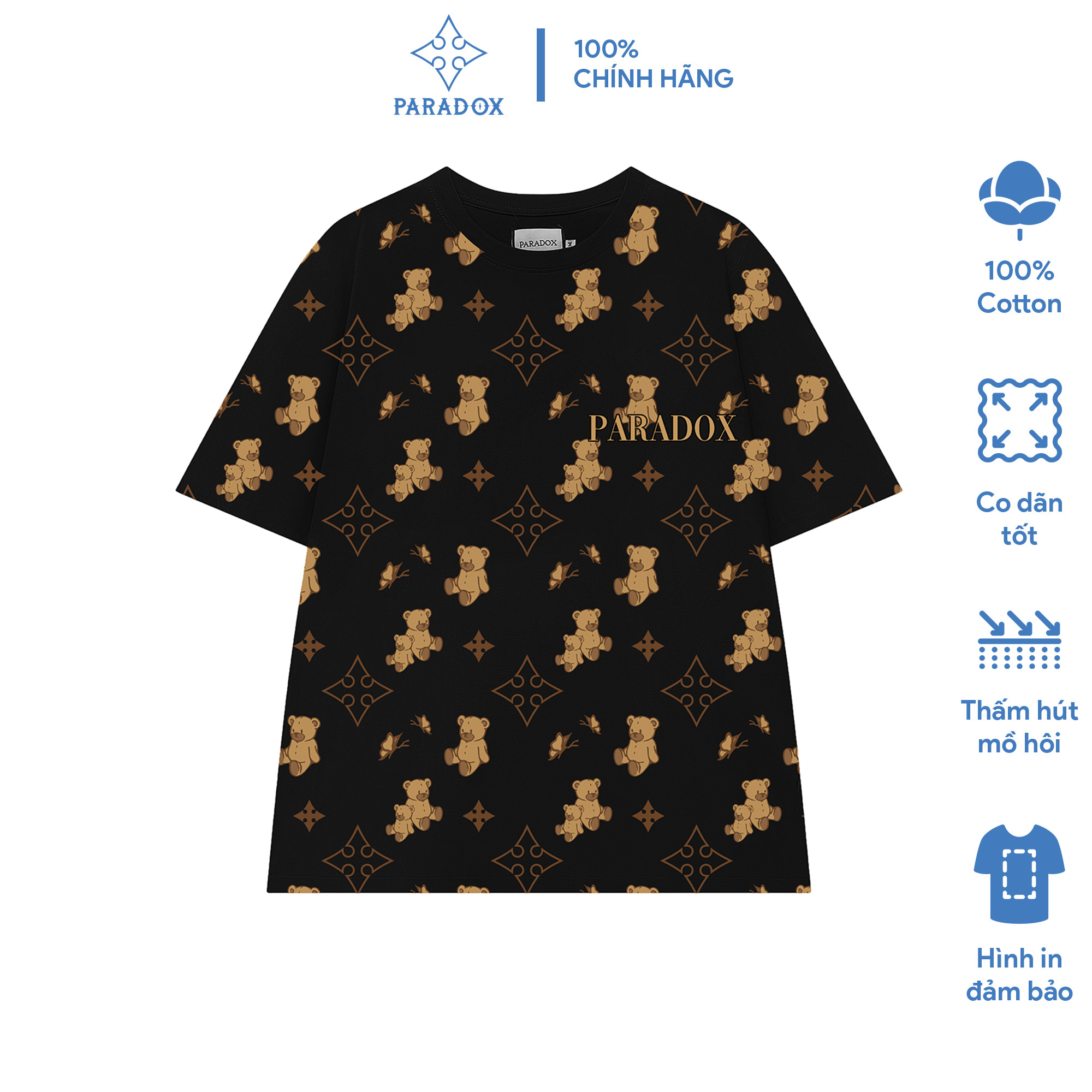 PARADOX Áo thun BEAR BROS MONOGRAM TEE (Black)