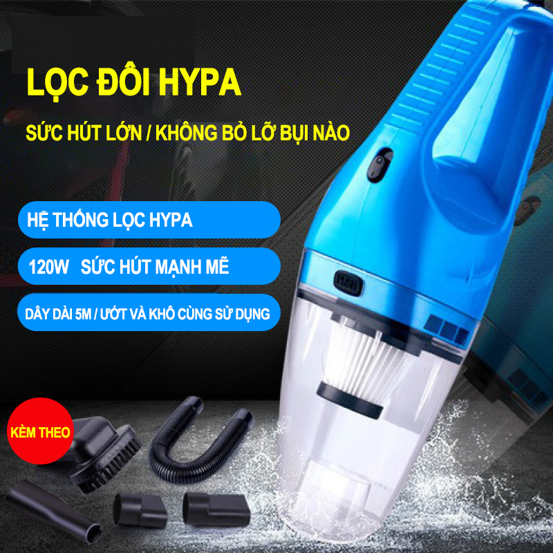 Máy hút bụi ô tô cầm tay, máy hút bụi xe hơi mini, máy hút bụi xe hơi đa năng,máy hút bụi khô ướt, kích thước nhỏ, công suất lớn, sử dụng dòng điện ô tô 120W