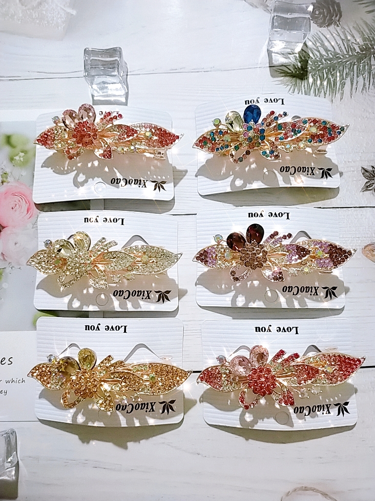 Kẹp tóc phía sau đính đá lấp lánh cao cấp hoa dài