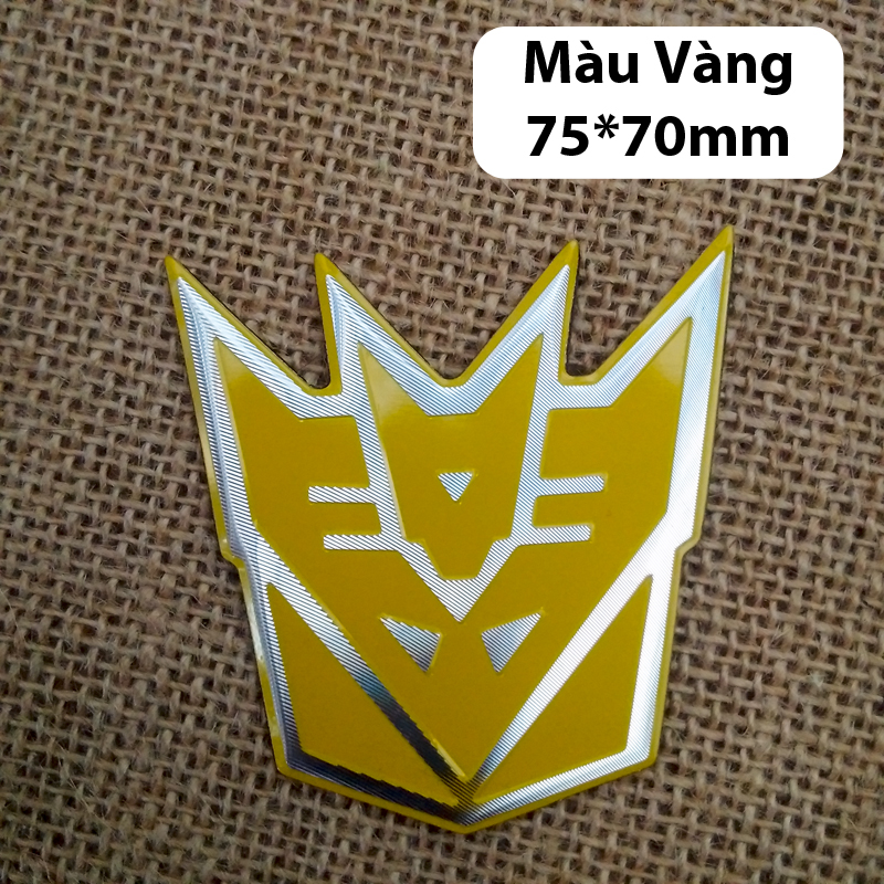 1 Tem nhôm Transformer sắc màu trang trí mão xe,mặt nạ xe máy