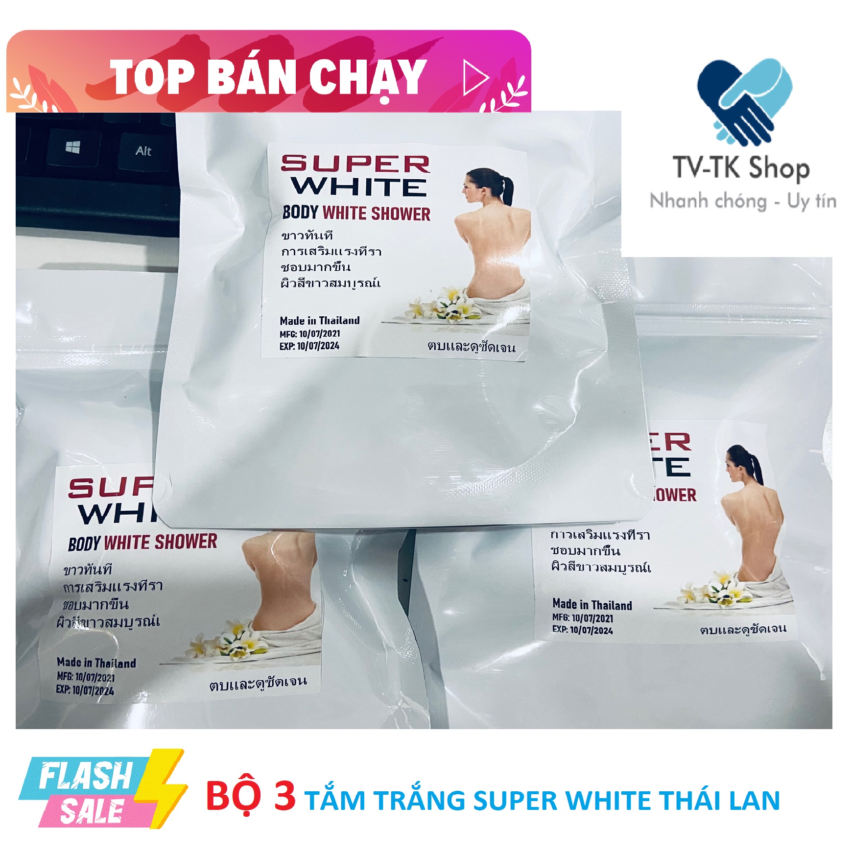 Bộ 3 Tắm Trắng Cao Cấp Super White Body - Nhập Khẩu Thái Lan