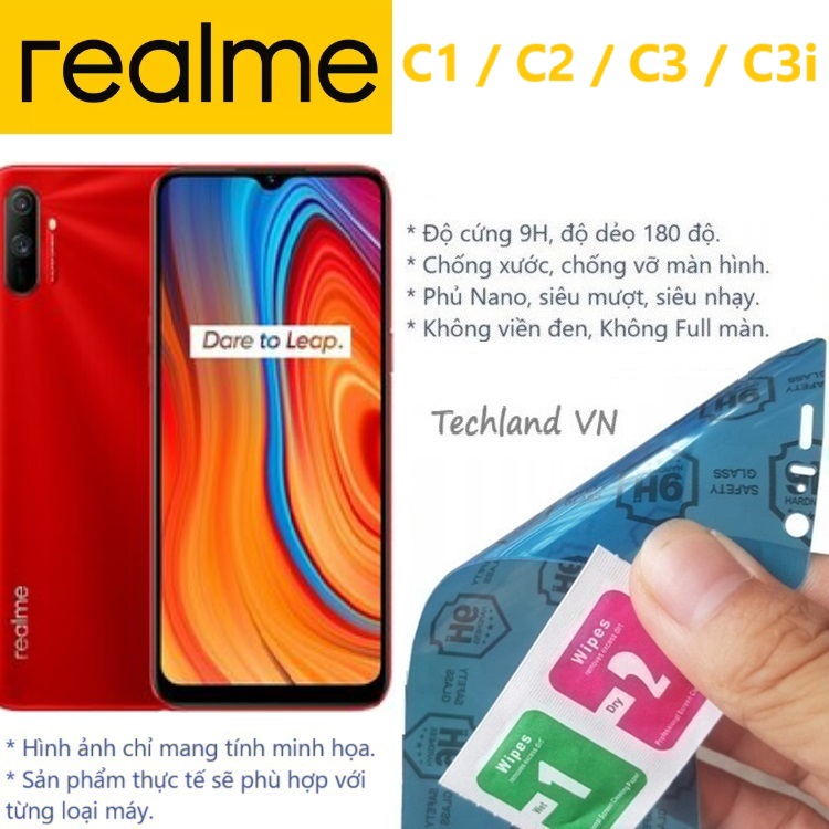 Cường Lực Phủ Nano Realme C1 / C2 / C3 / C3i - Trong Suốt, Không Full Màn, Không Viền Đen