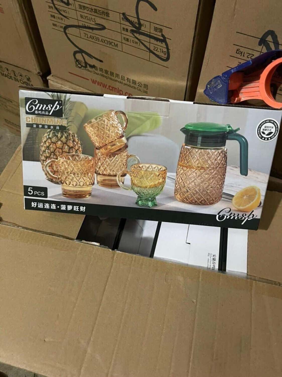 Bộ bình ly thuỷ tinh hình quả dứa