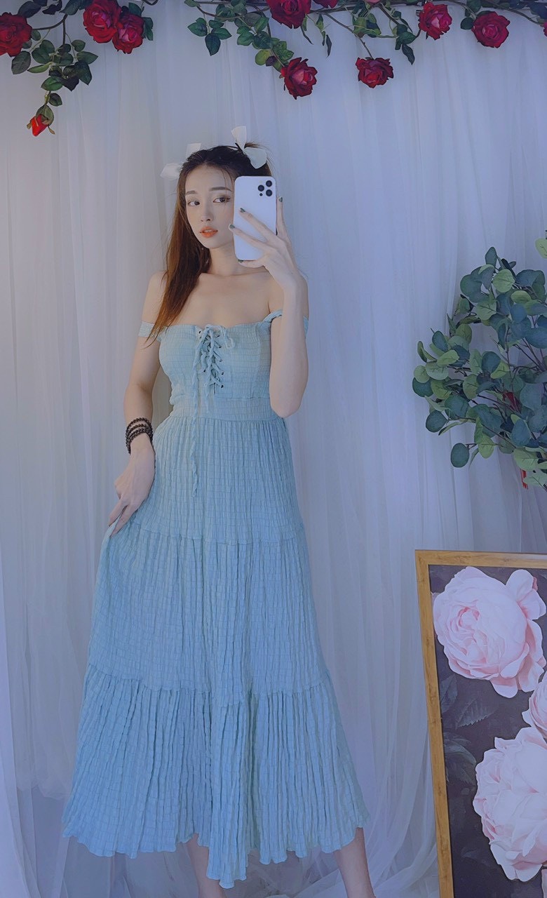 Đầm maxi xốp đan dây ngực lưng chun siêu hot