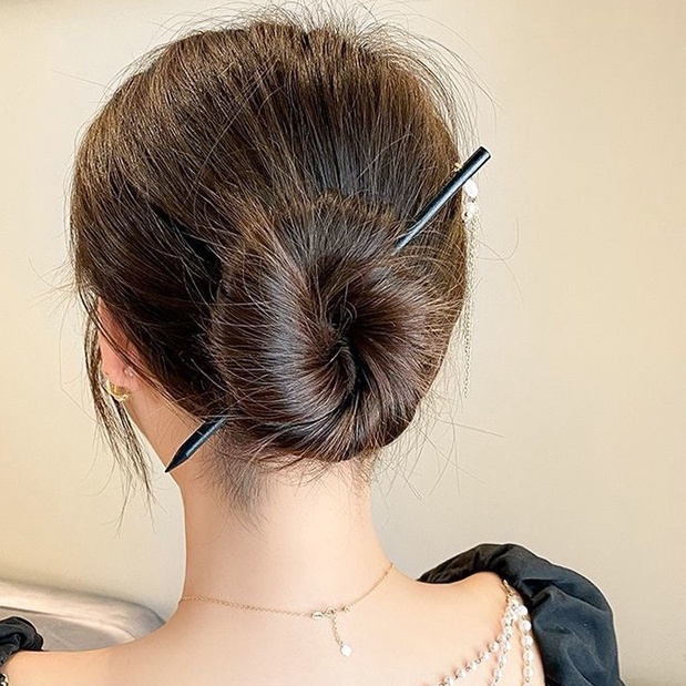 (Mới ) Trâm cài tóc gỗ đính hạt phong cách cổ điển Tatitava