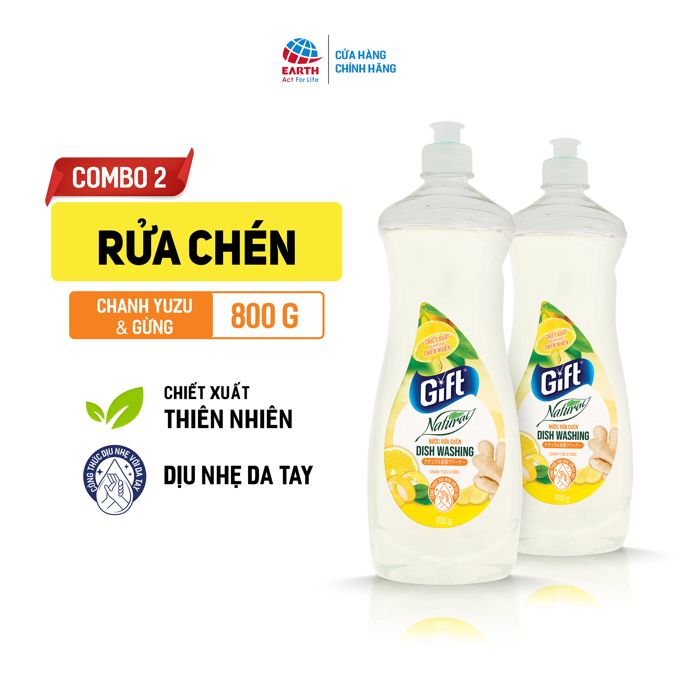 Nước rửa chén Gift Natural Chanh Yuzu & Gừng