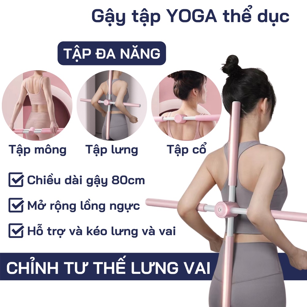Gậy thể dục yoga/gym gậy điều chỉnh tư thế lưng/vai cho chống gù lưng bằng thép không gỉ cho mọi lứa tuổi, gậy tập yoga chống gù lưng, mở vai, gậy tập thể dục điều chỉnh vai lưng, định hình lưng vai