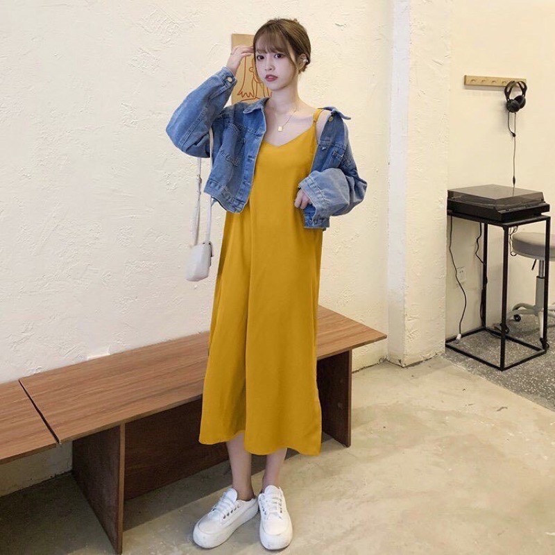 [Ảnh thật/Video] Váy hai dây chất đũi lụa dáng xuông siêu mát dây lưng điệu đà