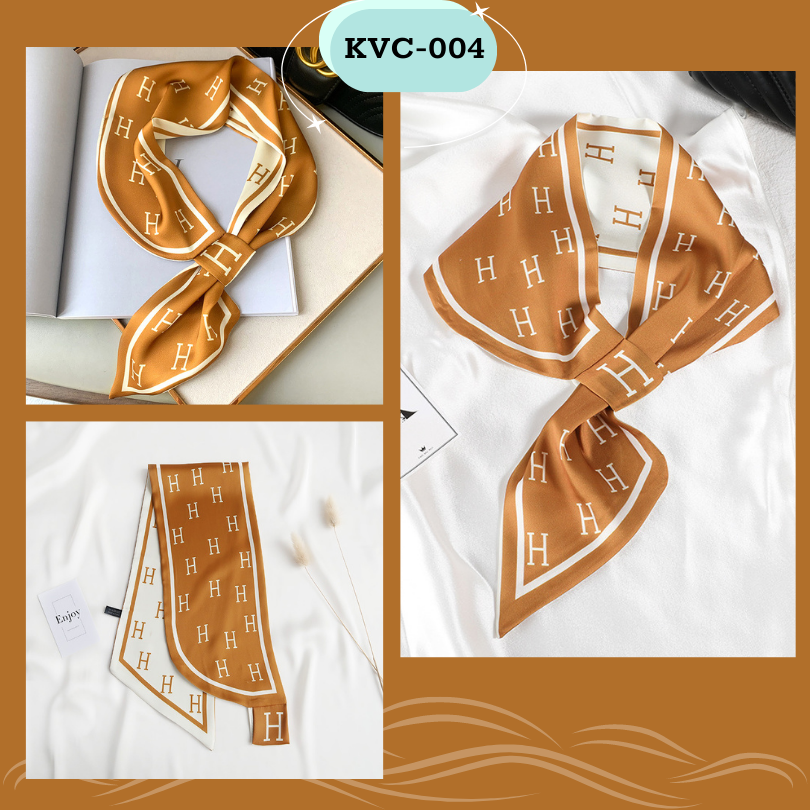 Khăn lụa hoạ tiết kiểu chéo cổ dễ thương bandana lụa quàng cổ KVC 15x75cm THY THY STORE