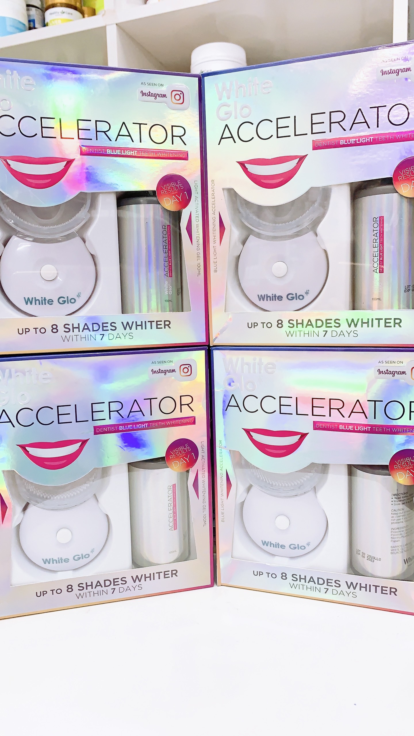 Set Ngậm Trắng Răng White Glo White Accel Blue Light