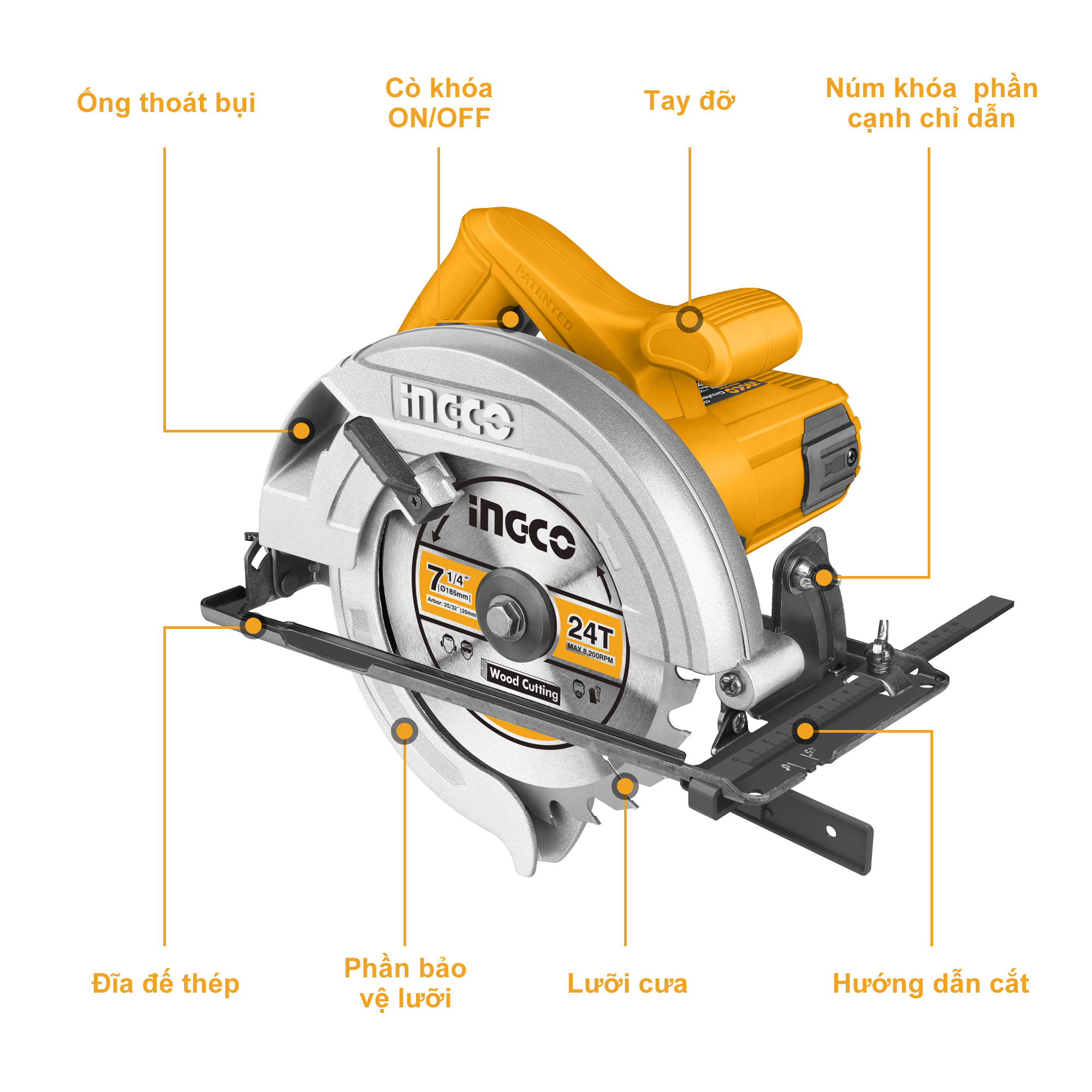 Máy cưa đĩa tròn INGCO CS18538 công suất 1400W