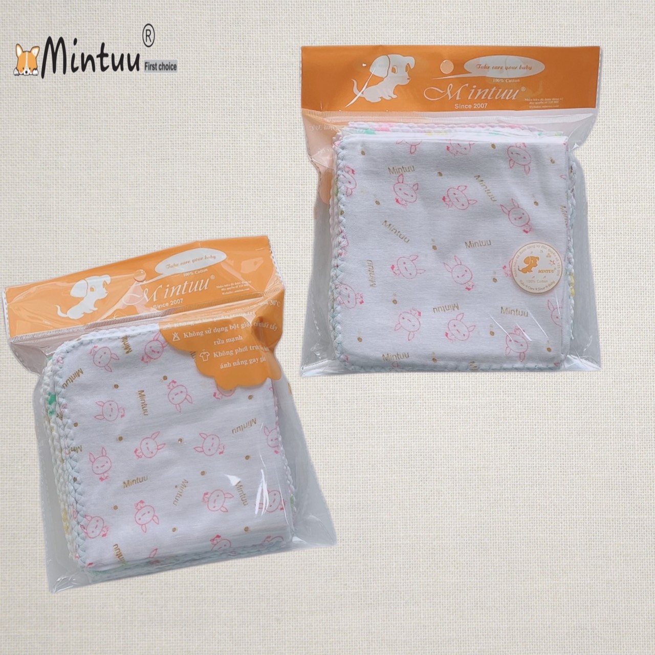 FREESHIP MAX - Set 10 Khăn xô sữa Nhật cho bé sơ sinh, chất liệu sợi 100% cotton, thương hiệu MINTUU - Thời trang và đồ dùng cho trẻ em - Hana’s kids