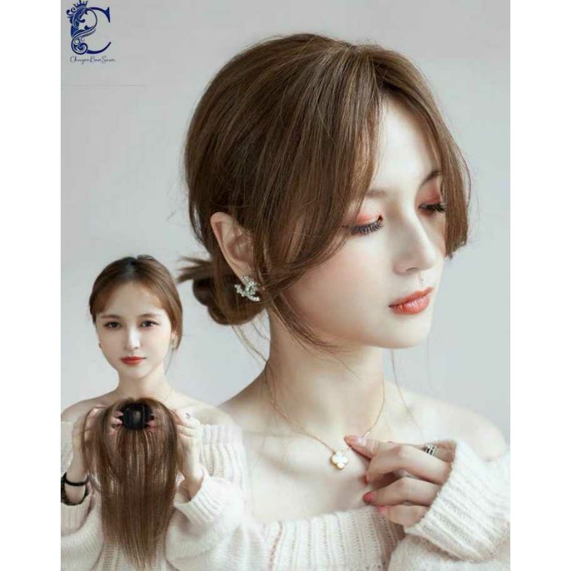 [Freeship Max] Tóc mái 3D tóc thật hai mái bay