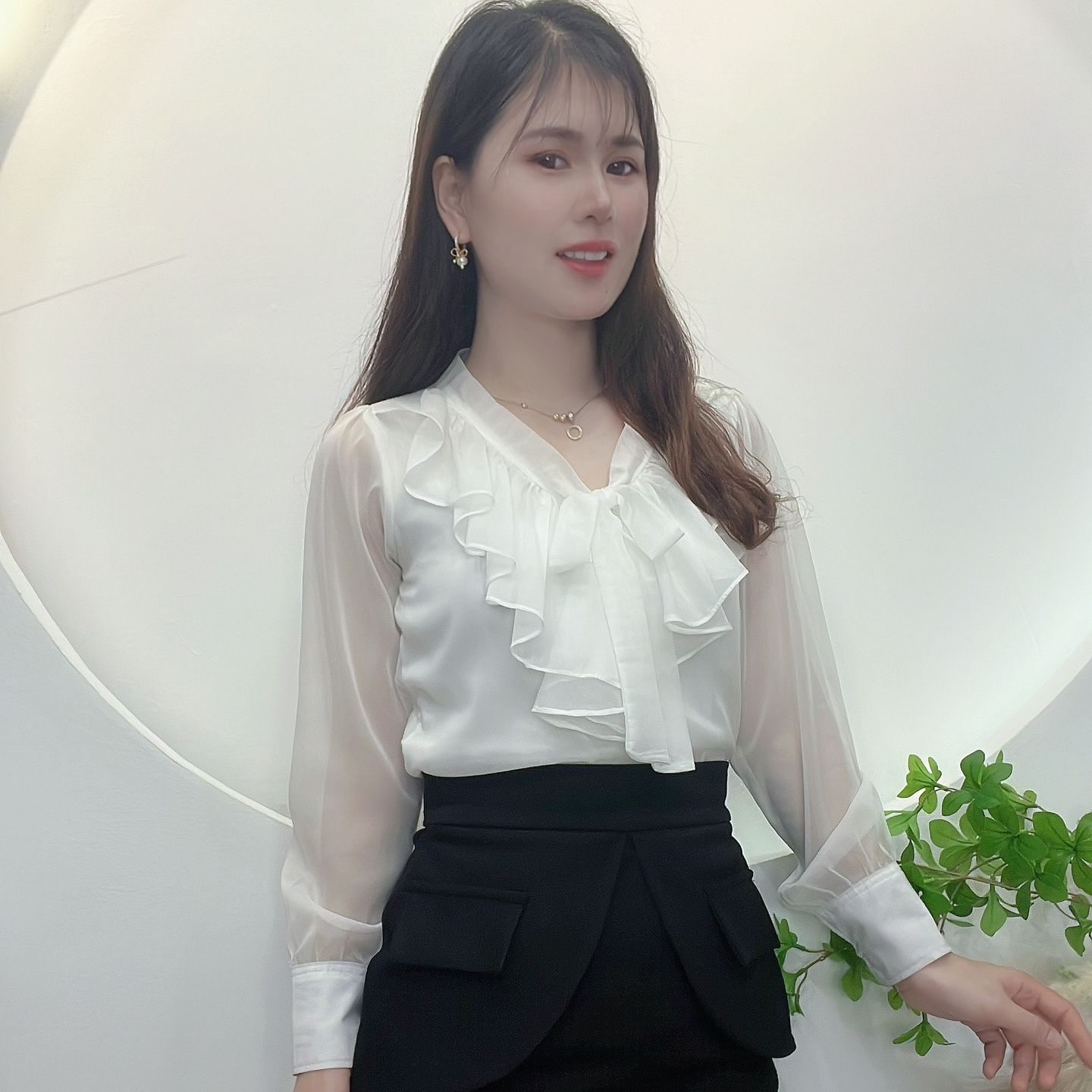 AT1- ÁO KIỂU NỮ CÔNG SỞ BÈO CỘT NƠ