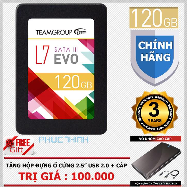 Ổ cứng SSD 120GB TEAM L7 EVO Sata III - Hãng phân phối chính thức + tặng hộp đựng ổ cứng 2.5" USB 2.0 + Cáp