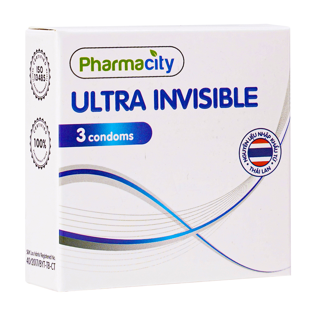 Bao cao su siêu mỏng Pharmacity Ultra Invisible (3 cái/hộp)