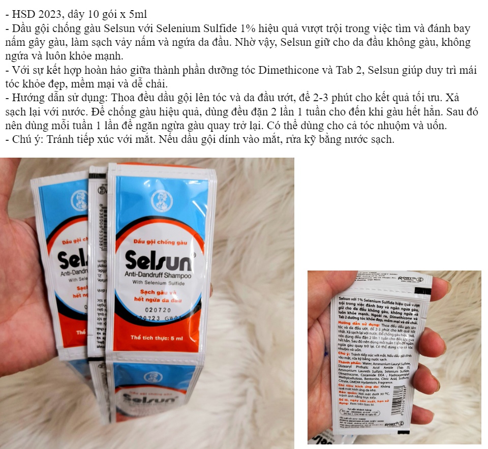 Dầu gội chống gàu Selsun gói 5ml (1 dây 10 gói)
