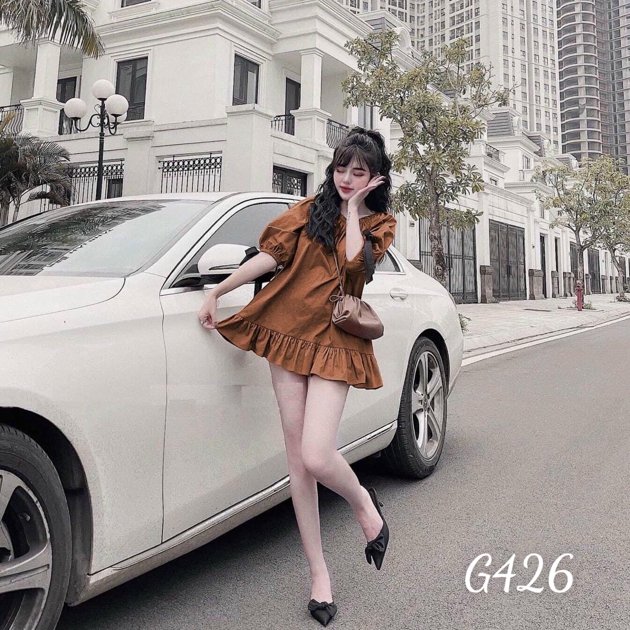 Đầm baby doll nữ đuôi cá dáng xoè chất kate lụa G426a