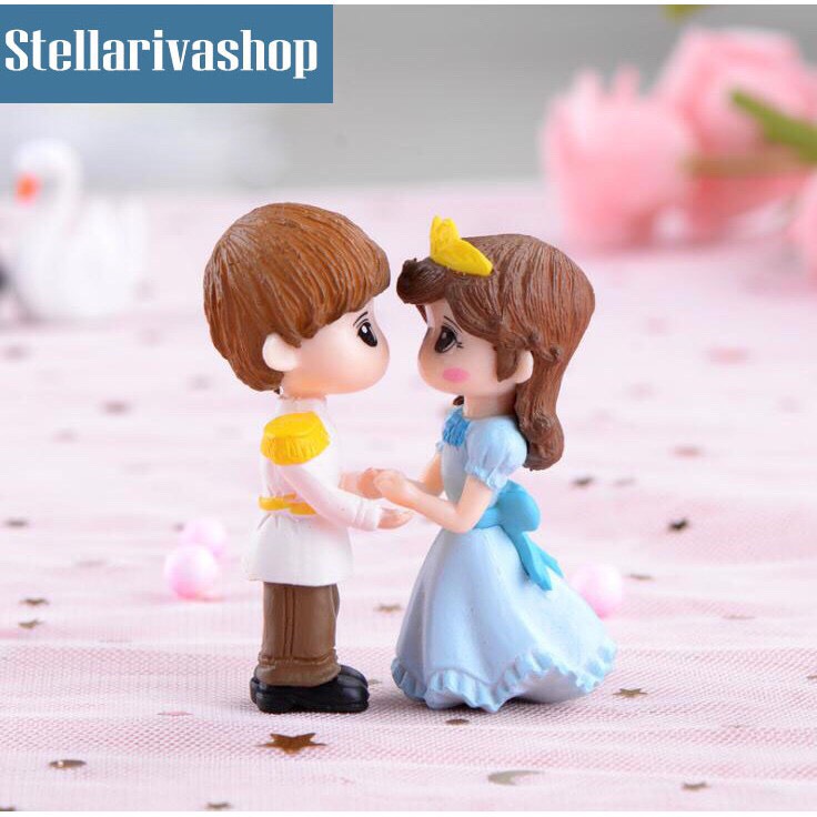 Mô hình Cặp đôi hoàng tử- công chúa trang trí tiểu cảnh, thủy sinh, terrarium, chậu cây cảnh, sen đá, bánh kem, xương rồng