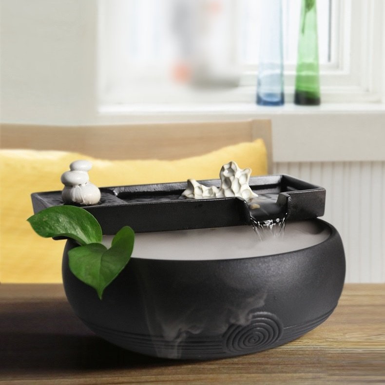 [HCM]Thác Nước Phong Thủy Thiền Zen Nhật Bản Gốm Đen