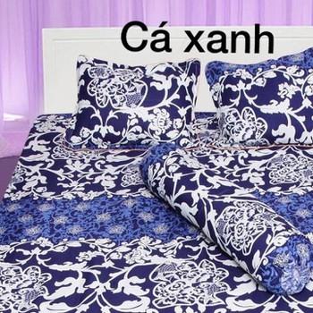 Bộ Ga Kèm - 2 áo gối - Đủ size (Tặng Kèm Áo Gối Ôm) Mẫu Cá Xanh