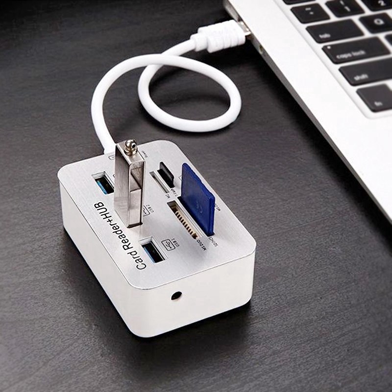 480 mbps5 Mbps Mini USB 2.0 Network Hub Card Reader High-Speed USB Hub COMBO with MS SD M2 TF Card Reader 3 Port USB Splitter for Laptop