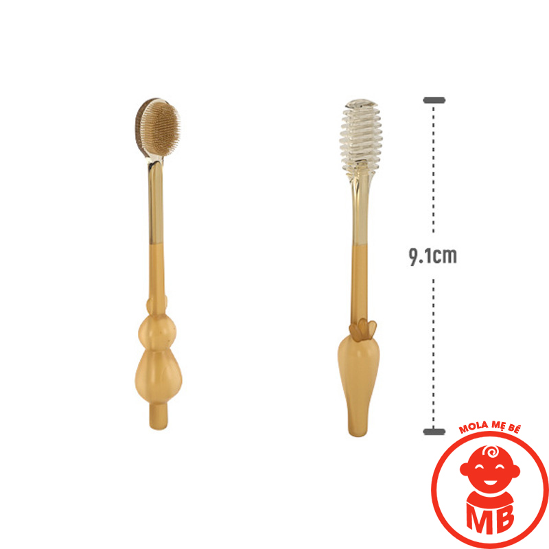 Sét rơ lưỡi bàn chải silicon cho bé từ 0-36 tháng (có hộp đựng màu vàng)
