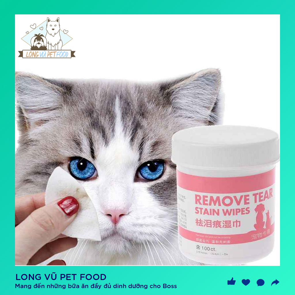 Bông lau vết ố mắt , vệ sinh tai cho chó mèo - Long Vũ Pet Food