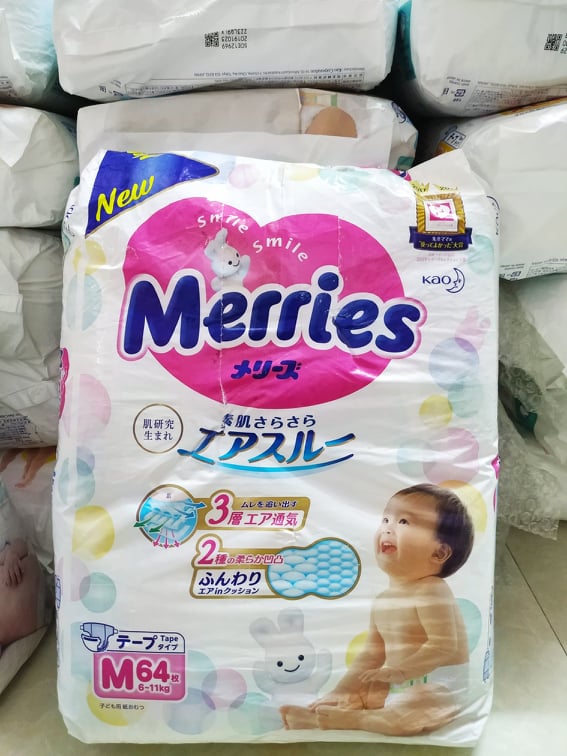 Bỉm/tã merries nội địa nhật đủ size - m64 tã dán -momybaby- nanashop