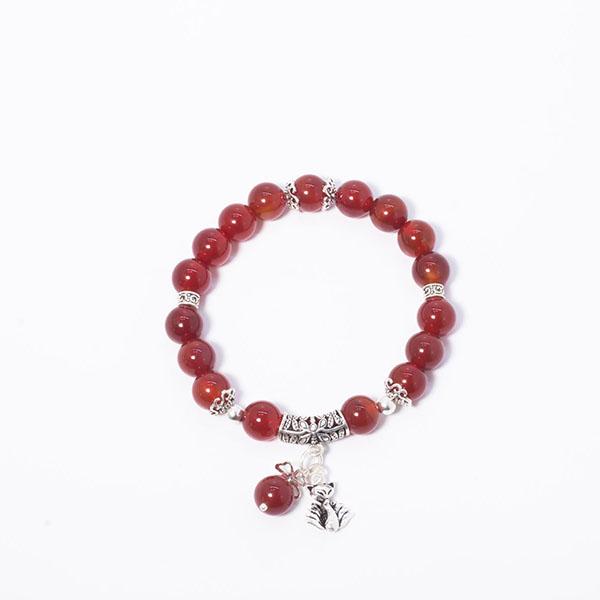 Vòng đá mã não phối charm bạc hồ ly 9 đuôi