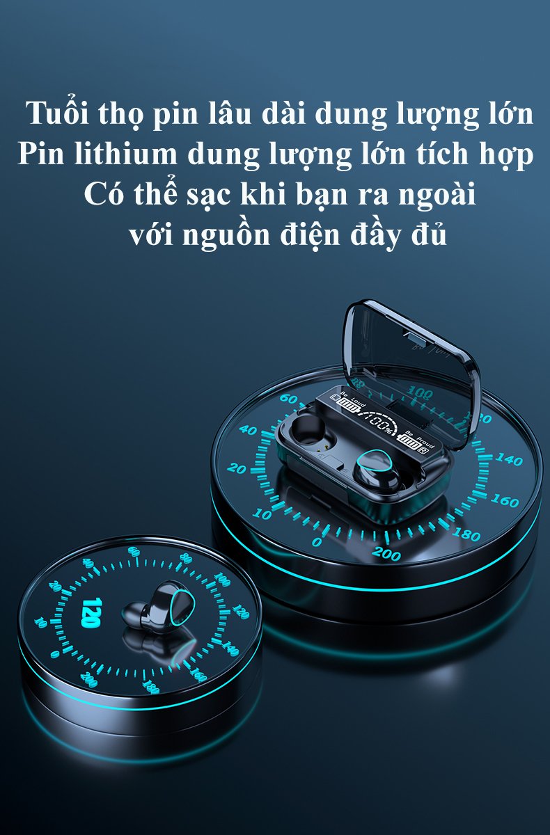 Tai nghe bluetooth 5.1 không dây pin trâu M10 pro điều khiển cảm ứng chống ồn nghe nhạc thể thao tái tạo âm thanh 360 có mic