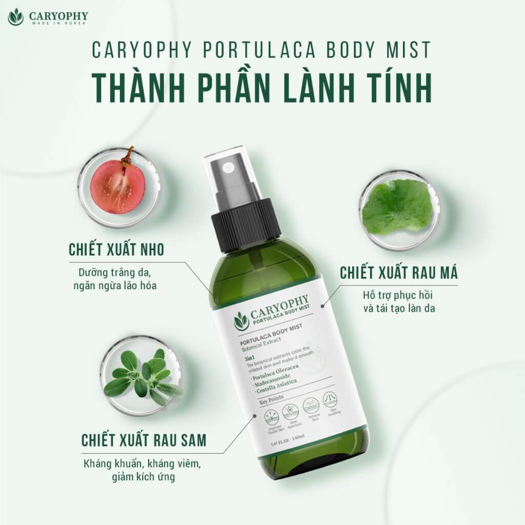 Xịt Mụn Lưng Caryophy Portulaca Body Mist 150ml