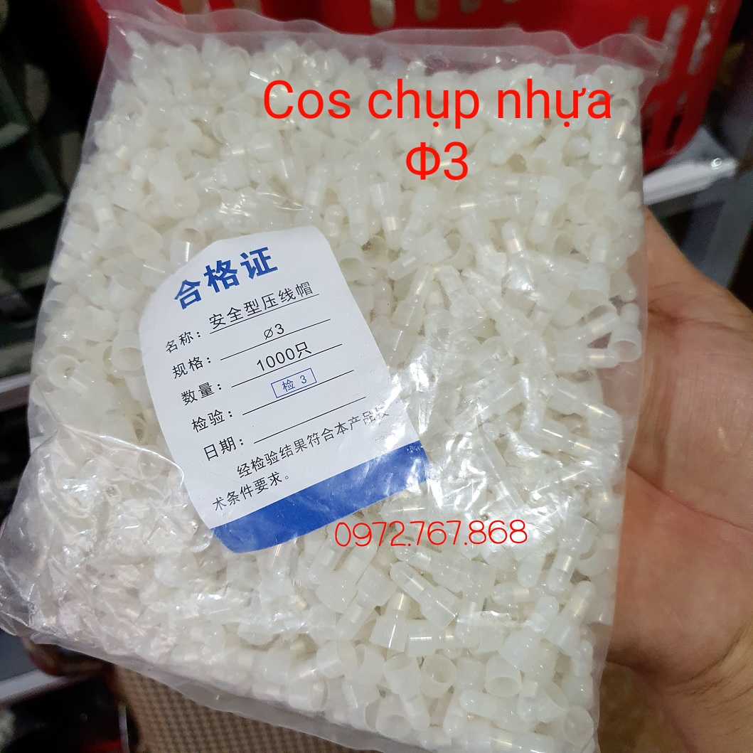 Gói 1000 cái đầu chụp cos nối dây điện phi 3 lõi đồng