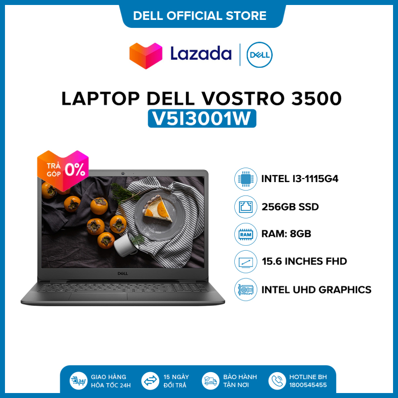 Laptop Dell Vostro 3500 15.6 inches FHD (Intel / i3-1115G4 / 8GB / 256GB SSD / Win 10 Home SL) l Black l V5I3001W l HÀNG CHÍNH HÃNG