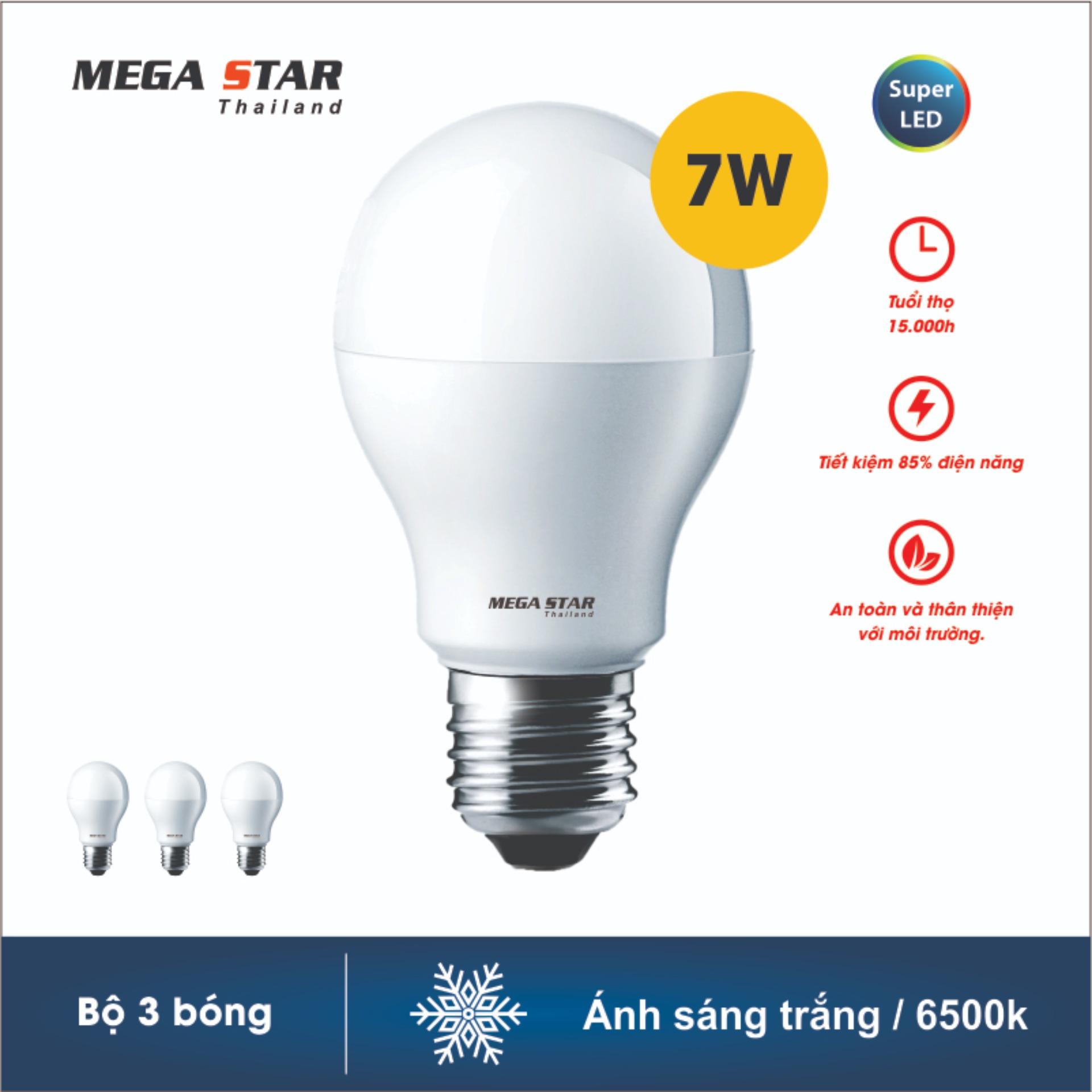 Combo 3 Bóng đèn Megastar LEDBulb 7W E27 6500k (Ánh sáng trắng ) hoặc 3000k ( Ánh sáng vàng )